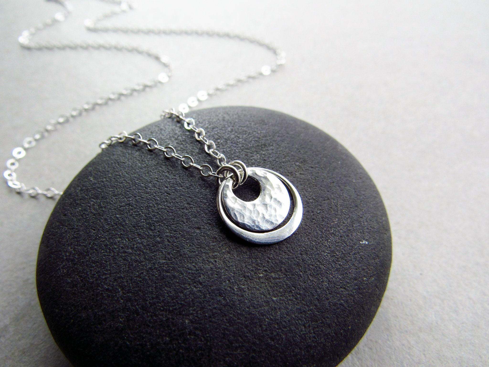 Silver Thick Chain Collar Locket Necklace With an Ethnic Disc