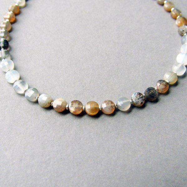 Ombre Moonstone Bracelet, Beaded Gemstone Jewelry, Everyday Style