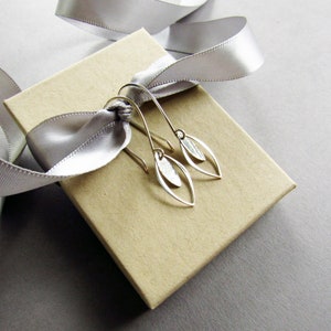 Sterling Silver Leaf Earrings, Elegant Lightweight Earrings, Gift for Her image 5