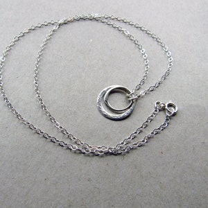 Silver Double Circle Necklace, Minimalist Sterling Silver Necklace, Everyday Necklace image 5