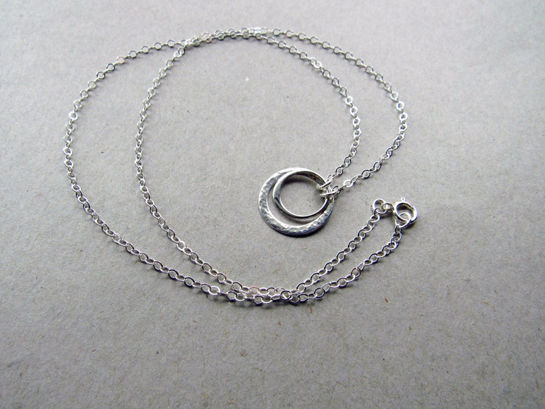 Silver Double Circle Necklace, Minimalist Sterling Silver Necklace, Everyday Necklace image 5