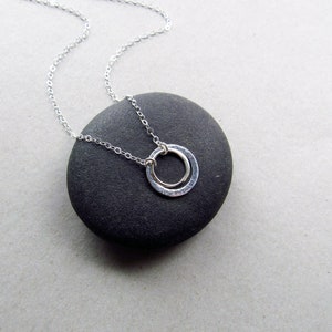 Silver Double Circle Necklace, Minimalist Sterling Silver Necklace, Everyday Necklace image 8