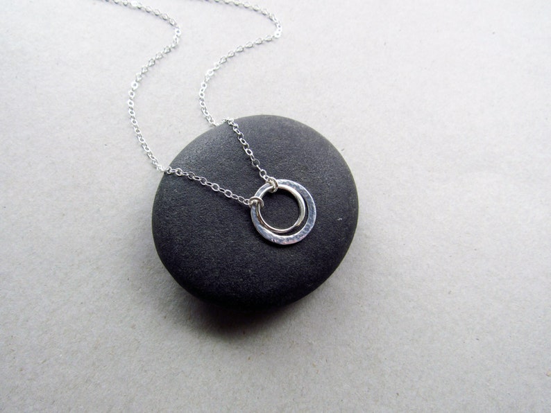 Silver Double Circle Necklace, Minimalist Sterling Silver Necklace, Everyday Necklace image 8