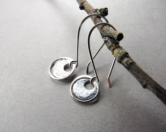 Sterling Silver Circle Earrings, Minimalist, Everyday Jewelry, Gift for Her
