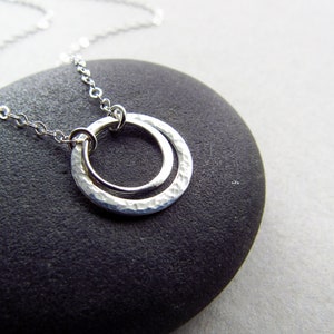 Silver Double Circle Necklace, Minimalist Sterling Silver Necklace, Everyday Necklace image 6