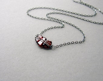 20" Stacked Garnet Bar Necklace, Sterling Silver, January Birthstone Gift for Her