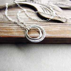 Silver Double Circle Necklace, Minimalist Sterling Silver Necklace, Everyday Necklace image 7