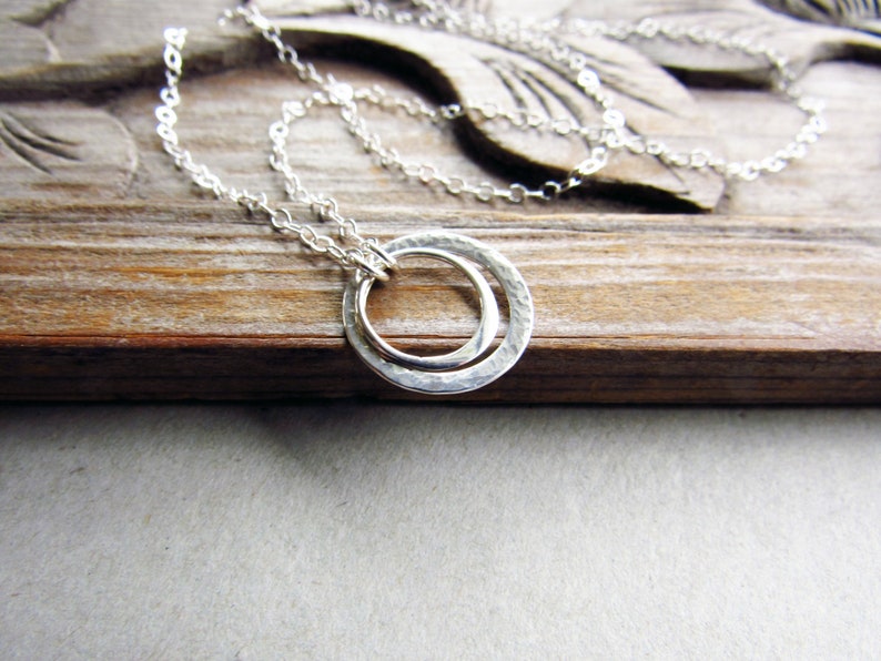 Silver Double Circle Necklace, Minimalist Sterling Silver Necklace, Everyday Necklace image 7