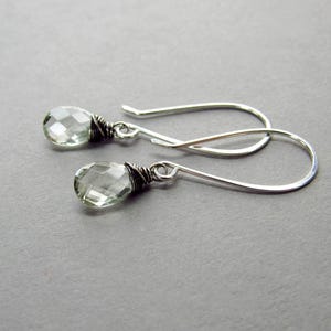 Green Prasiolite Drop Earrings, Sterling Silver