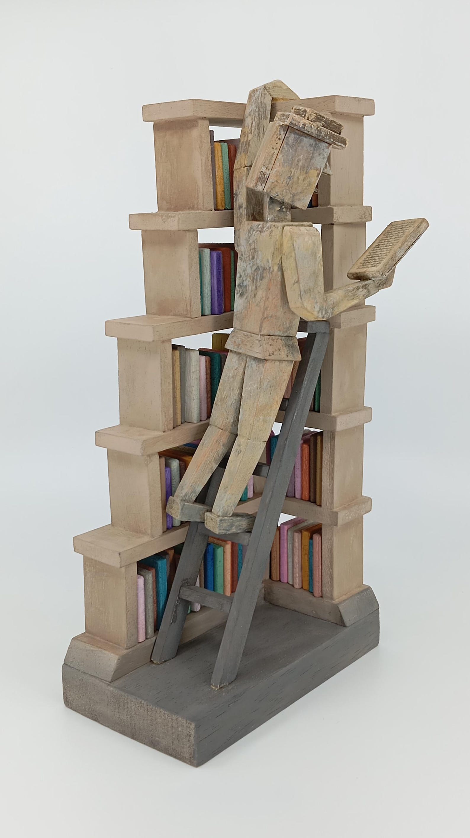 Handmade Wooden Reading Sculpture, Modern Abstract Book Lover Gift ...