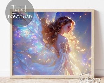 Iridescent Angel | Instant Download |  Beautiful | Female Art | Printable | Downloadable | Digital | Christian Art | Religious Art | Fantasy