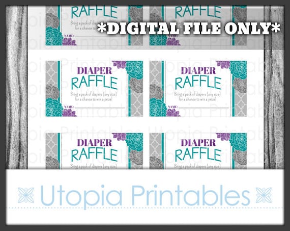 Baby Carriage Blue Diaper Raffle Ticket Printable 2x3.5 Insert Print From Home Diaper Raffle Ticket DIY Digital Download