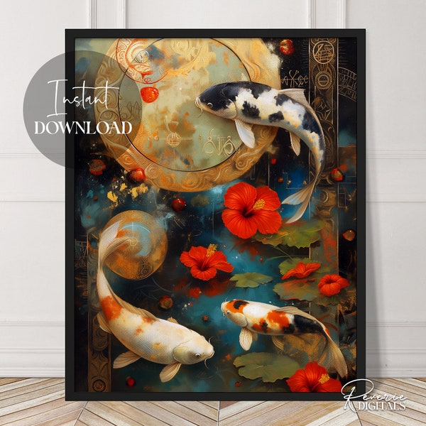 Koi Fish Art | Modern | Contemporary | Abstract | Surreal | Instant Download | Printable | Downloadable | Digital