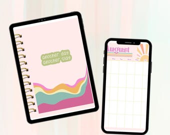 Agenda numérique rétro|Agenda mensuel|Agenda simple 2025|Agenda Ipad| Agenda numérique avec lien hypertexte|Agenda quotidien|Bonnes notes|Thème rétro.