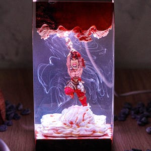 PREMIUM Wukong Resin Lamp, Handmade Black Myth Diorama Light, Game Gift for Him, Epoxy Battle Scene Decor, Birthday Gift for Gamer