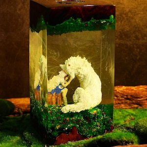 Mononoke Diorama Resin Lamp, Mononoke Hime inspired lamp, Anime Resin Lamp Decor Home, Anime Handmade Lamp, Christmas Gift
