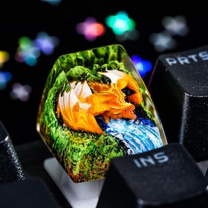 LIMITTED SALE 50%, Fire Dragon Keycap, Stone dragon , Custom keycap,Artisan Keycap,Keycap Set for MX Cherry Mechanical Keyboard,Gift for Him