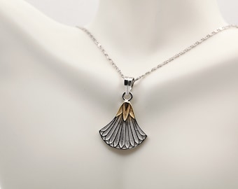 Lotus silver flower pendant Pharaonic ancient Egyptian jewelry necklace pendant with little gold plating.