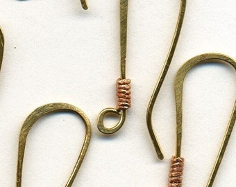 Handmade Brass and Copper Earwires 10pr