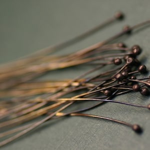 ECH50/2-3 Eggplant Copper Headpins 50ct 2-3 inch Handmade image 1