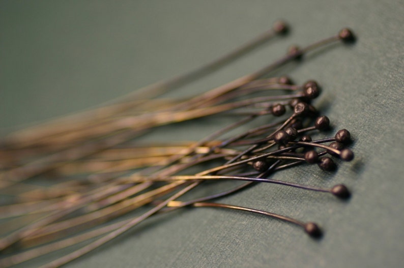 ECH50/2-3 Eggplant Copper Headpins 50ct 2-3 inch Handmade image 1