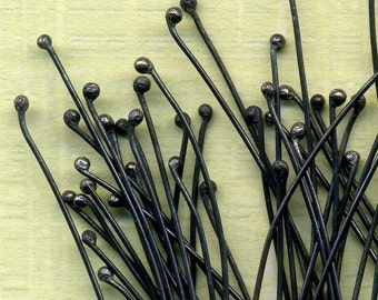 TSHO50/1.5-2-  Tiny Sterling Silver Oxidized Headpins 50ct 1.5-2 inches - Handmade