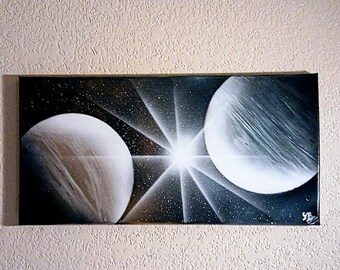 Blue and Metallic Planets in Space - Etsy