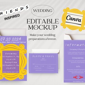 Wedding Invitation Information and RSVP card canva digital template printable editable customizable