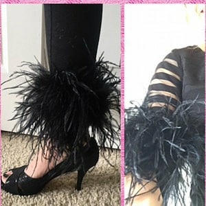 Black Ostrich Feather Detachable Cuffs 30 Inches each image 7