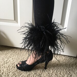 Black Ostrich Feather Detachable Cuffs 30 Inches each image 5