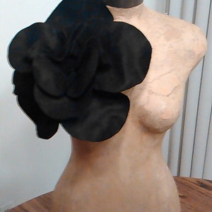 Black Felt Oversized Rosette Magnet Brooch Pin