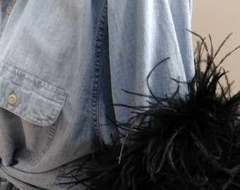 Black Ostrich Feather Detachable Cuffs Pair 30 Inches Each