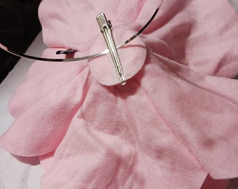 Orchid felt oversized rosette headband fascinator Hot Pink Orchid Fascinator, Royal Ascot Headpiece, Floral  main image 2