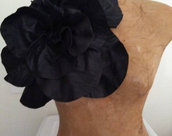 Easter, Mothers Day, DerbyBlack Repurposed Leather Oversized Rosette Magnet Brooch Pin