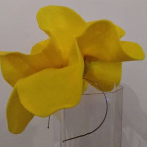 Lemon Yellow Felt Oversized Rosette Headband Fascinator