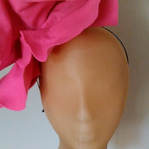 Fuchsia Barbie Pink Felt Oversized Rose Headband Fascinator