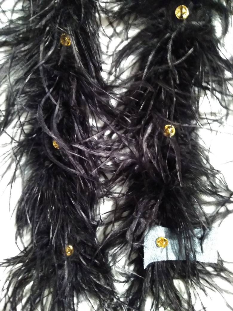 Black Ostrich Feather Embellishment Detachable Cuffs 30 Inches Etsy UK