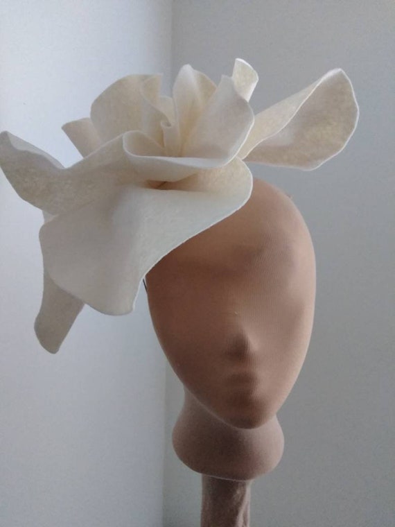 Orchid felt oversized rosette headband fascinator Hot Pink Orchid Fascinator, Royal Ascot Headpiece, Floral  main image 4