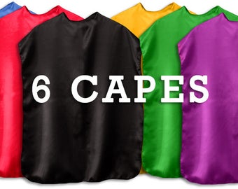 Economy Superhero plain cape set - 6, 12, 18 or 24 multicolored party favor capes - kids and adult - promotional give away