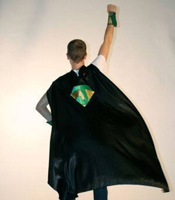 Personalized Initial Adult Superhero Cape Lightning Bolt Hero Cape Costume