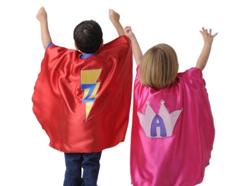 Custom Superhero Cape Kids and Adult Personalized Satin embroidered party gift cosplay image 1