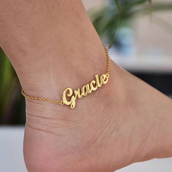 Pulsera de Tobillo Personalizada de Acero Inoxidable con Nombre Personalizado