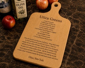 Utica Greens Engraved Paddle Cutting Board, Utica NY Gift, Kitchen Decor, Custom Cutting Board, Unique Utica Gift
