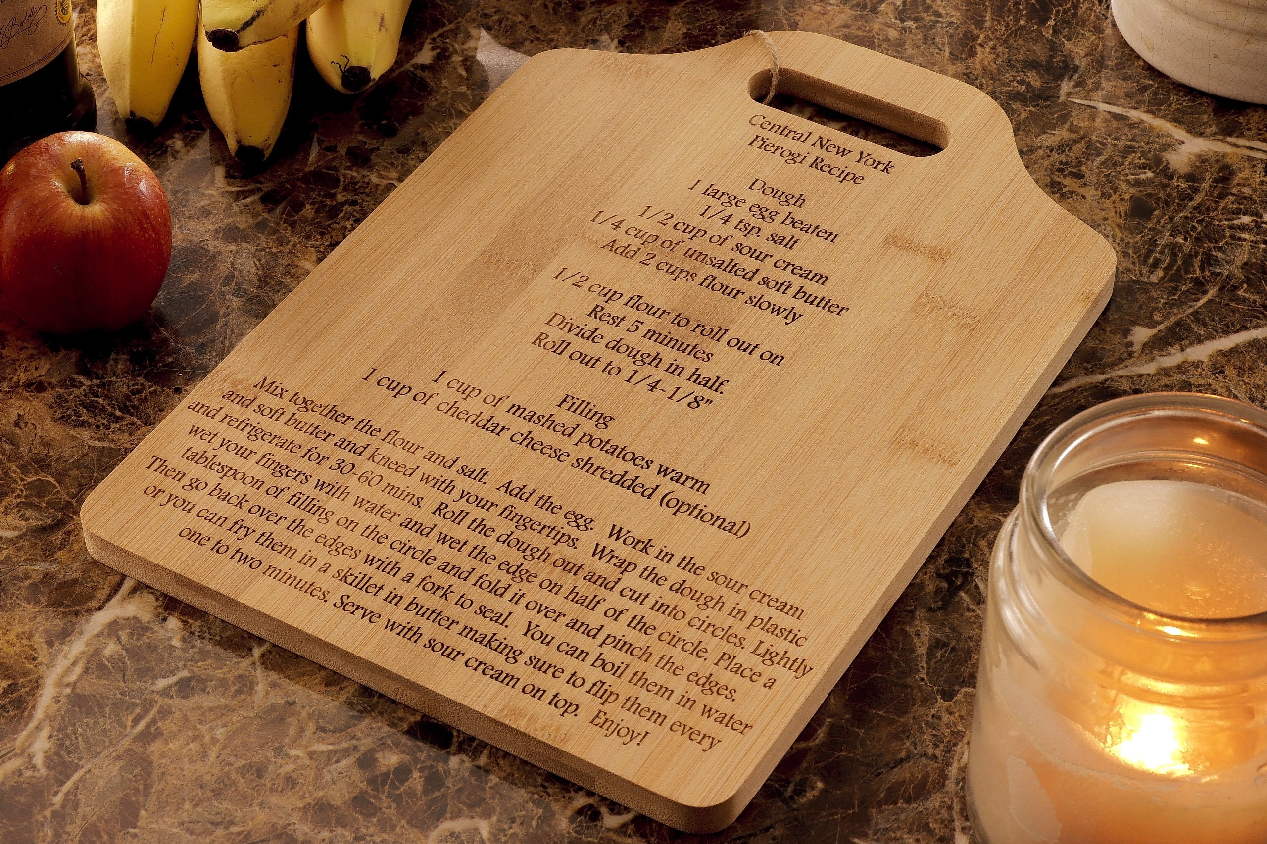 Pierogi Engraved Cutting Board, Kitchen Decor, Cooking Gift, Pierogi Lover, Unique Cutting Board, Gift From Upstate New York