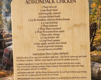 Adirondack Chicken Recipe Engraved Cutting Board