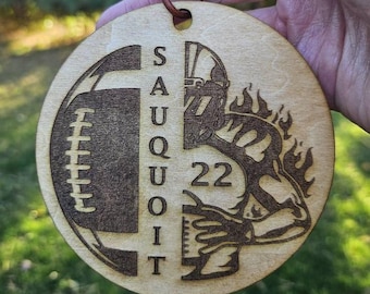 Custom Football Ornament, Personalized Sports Christmas Ornament, Football Fan Gift, Team Spirit, Christmas Decoration