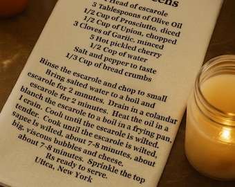 Utica Greens Recipe Kitchen Towel, Microfiber Towel, Utica NY Dish Towel, Cooking Gift, Culinary Towel, Chef Gift