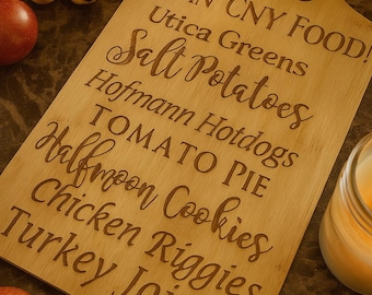 Lovin' Central New York Food Engraved Cutting Board, Utica NY Cutting Board, Syracuse NY, CNY Kitchen Decor, Chef Gift, Housewarming Present