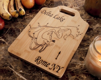 Delta Lake NY Cutting Board, Rome New York Cutting Board, New York Souvenir, Personalized Cutting Board, Gift