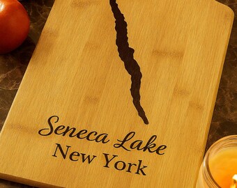 Seneca Lake NY Engraved Cutting Board, Wooden Medium Board, New York Map, Kitchen Gift, Housewarming Present
